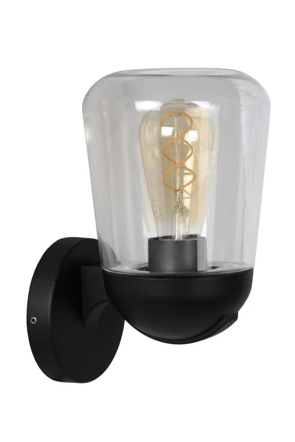 Lucide TULSA - Wandlamp Binnen/Buiten - 1xE27 - IP44 - Zwart - uit